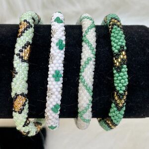 HAND CRAFTED in Nepal Beaded Bracelets
 (set of 4) #214